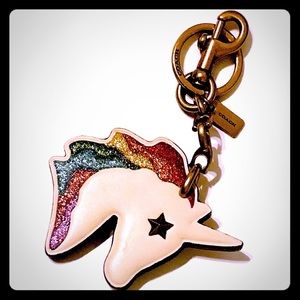 Coach leather unicorn keychain